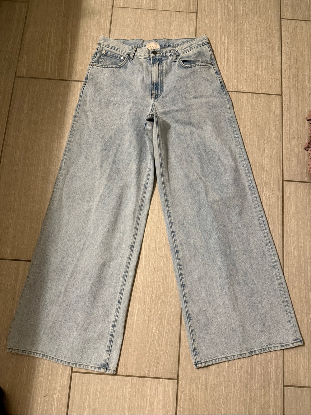Light Blue Wide-Leg Heavy Denim Jeans - Unbranded - Picture 2 of 9